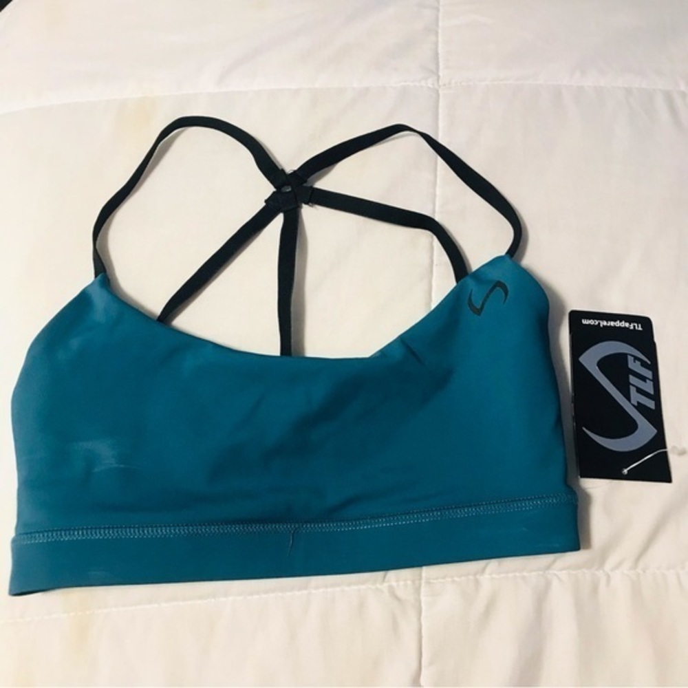 NWT TLF Apparel Athena Dark Teal Green Strappy Sports Bra Women’s Size XSmall XS